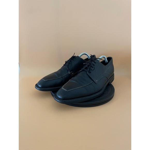 Hugo Boss Mens Black Leather Round Toe Lace Up Oxford Dress Shoes Size 9…     - Picture 2 of 6